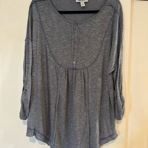 Nine West Heathered Gray Button-Front Blouse